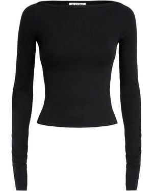 ÉTERNE Boat-Neck Long-Sleeve T-Shirt - Black