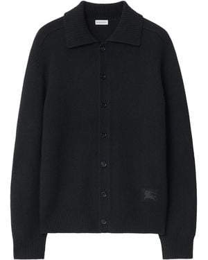 Burberry Cashmere Ekd-Embroidered Cardigan - Black