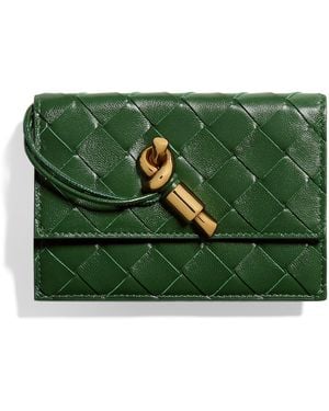 Bottega Veneta Nappa Leather Andiamo Zipped Card Holder - Green