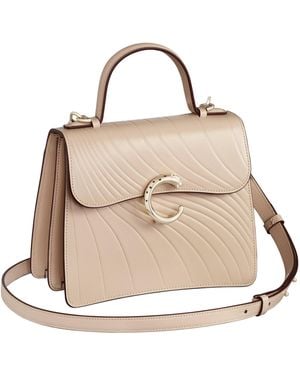 Cartier Small Leather Panthère De Top-Handle Bag - Natural