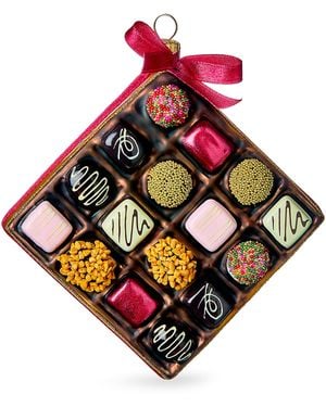 Harrods Glass Chocolate Gift Box Tree Ornament - Red
