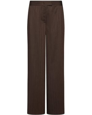 Marella Wool-Blend Pinstripe Wide-Leg Pants - Brown