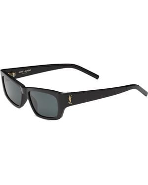 Saint Laurent Acetate Sl M182 Rectangle Sunglasses - Metallic