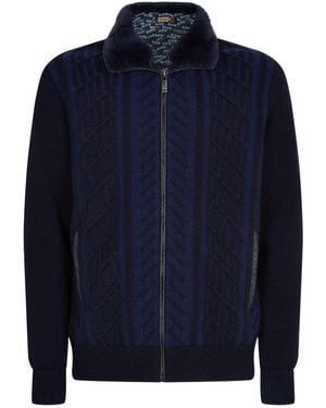 Zilli Fur-trim Cashmere Bomber Jacket - Blue