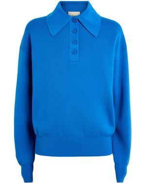 ALÉMAIS Wool Claudia Polo Jumper - Blue