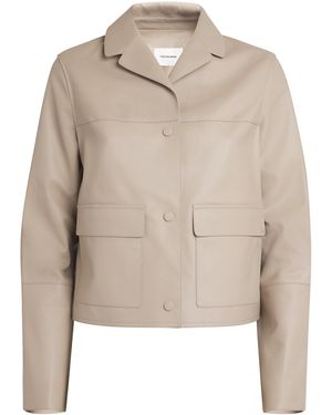 Yves Salomon Leather Cropped Overshirt - Natural