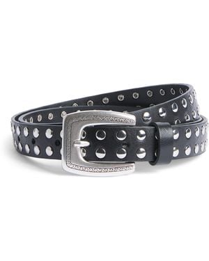 MOLEBO Leather Studded Western Belt - Black