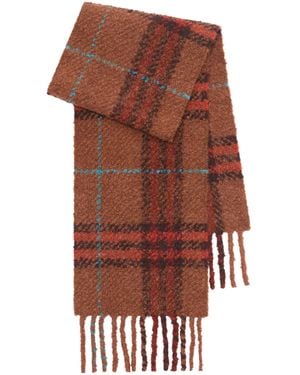 Burberry Alpaca-Wool Bouclé Check Scarf - Brown