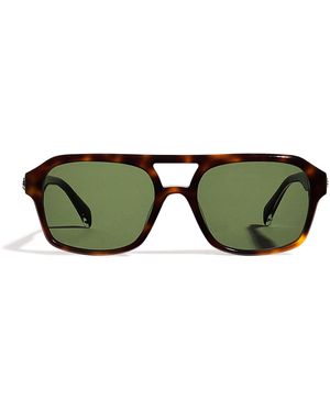 Maje Acetate Square Aviator Sunglasses - Green