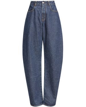 Alaïa Round Low-Rise Wide-Leg Jeans - Blue