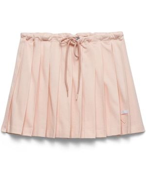 Prada Cotton Pleated Mini Skirt - Pink