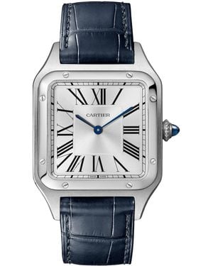 Cartier Large Stainless Steel Santos-Dumont Watch - Blue