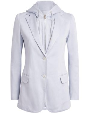 Eleventy Cotton-Blend Hooded Blazer - Blue
