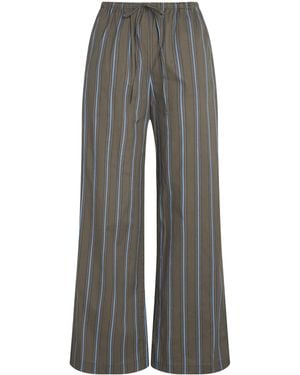 STAUD Cotton-Blend Stripe Mateo Pants - Gray