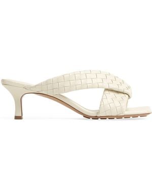 Bottega Veneta Leather Intrecciato Riva Mules 50 - Natural