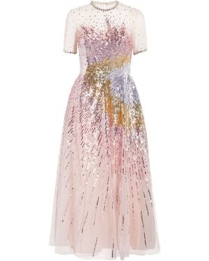 Georges Hobeika Sequin-Embellished Midi Dress - Pink