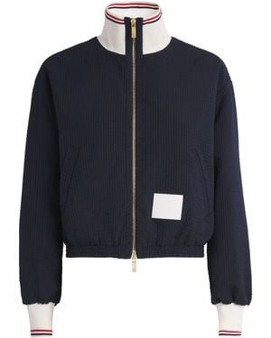 Thom Browne Wool Seersucker Track Jacket - Blue