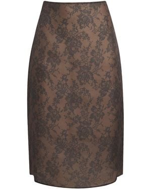 BITE STUDIOS Silk Organza Lace Skirt - Brown