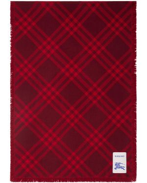 Burberry Wool-Silk Wide Check Scarf - Red