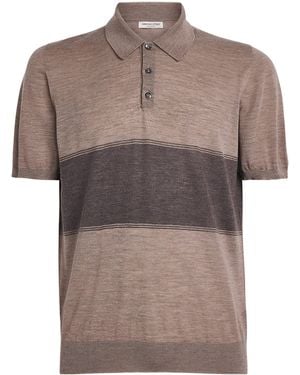 Johnstons of Elgin Superfine Cashmere Stripe Polo Shirt - Brown