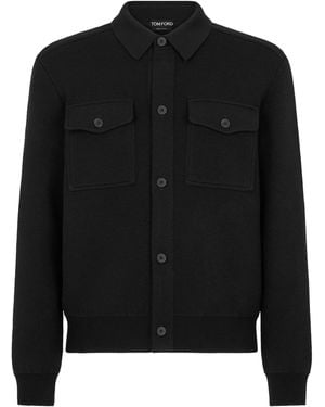 Tom Ford Wool-Cashmere Blouson Cardigan - Black