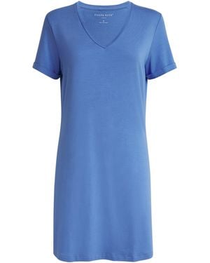 Derek Rose V-Neck Micro Nightdress - Blue