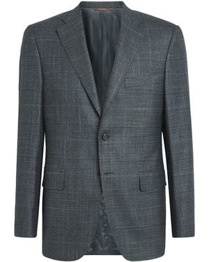 Canali Wool-Silk-Cashmere Blazer - Blue