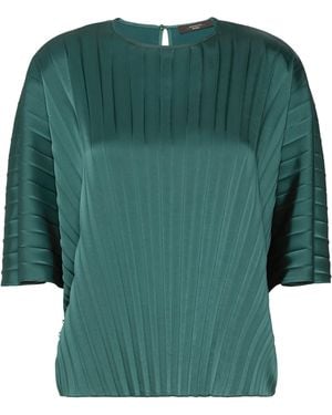 Weekend by Maxmara Pleated Short-Sleeve Blouse - Green