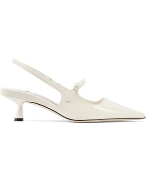 Jimmy Choo Didi 45 Patent Slingback Court Shoes - White