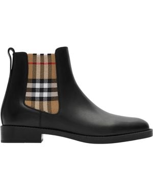 Burberry Leather Hampstead Chelsea Boots - Black