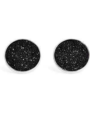 Babette Wasserman Rhodium-Plated Moondust Round Cufflinks - Black