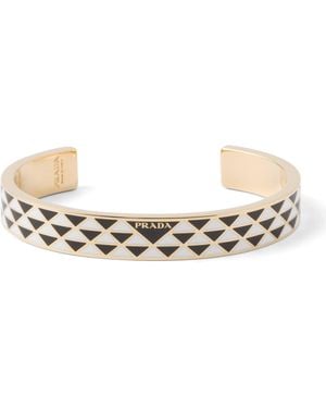 Prada Enamel Triangle Cuff Bracelet - Natural