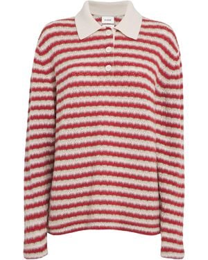 Barrie Cashmere Stripe Polo Shirt - Red