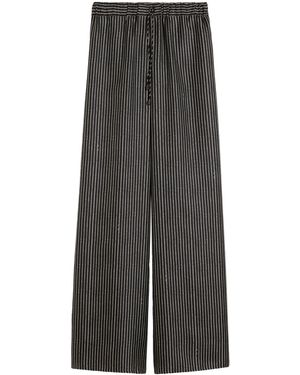 Max Mara Silk Stripe Drawstring Trousers - Grey