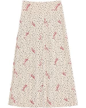 Valentino Silk Plus De Pois Midi Skirt - Natural