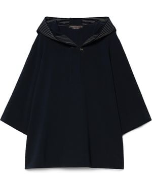 Marina Rinaldi Cotton Hooded Blouse - Black