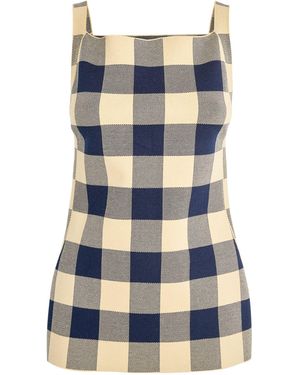 High Sport Gingham Jacquard Asher Top - Blue