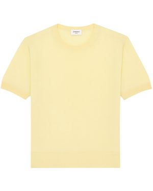 Saint Laurent Cashmere-Wool-Silk Short-Sleeve Jumper - Yellow