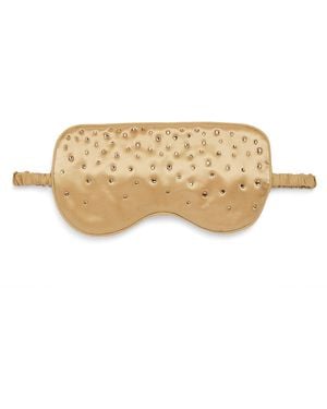 Olivia Von Halle Silk Embellished Audrey Eye Mask - White