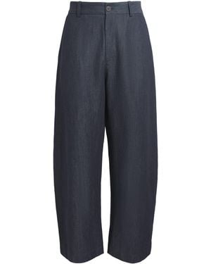 Studio Nicholson Cotton-Linen Curved Trousers - Blue