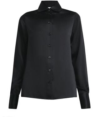 Eleventy Silk Long-Sleeve Shirt - Black