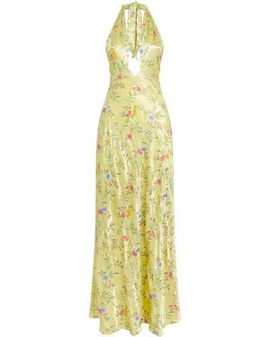 RIXO London Satin Floral Dune Maxi Dress - Metallic