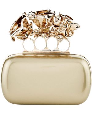 McQueen Patent Four Roses Knuckle Clutch - Metallic