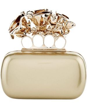 McQueen Patent Four Roses Knuckle Clutch - Metallic