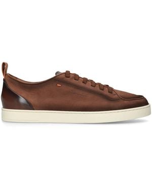 Santoni Leather Montecarlo Trainers - Brown