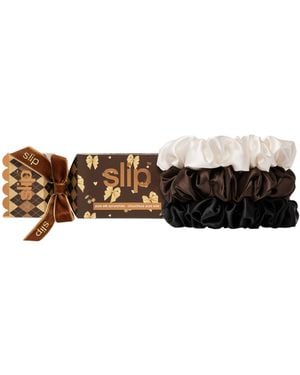 Slip Pure Silk Beau Large Scrunchie Trio Cracker - Brown