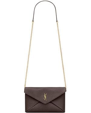 Saint Laurent Small Leather Cassandre Envelope Shoulder Bag - White