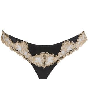 Coco De Mer Silk-Blend Reina Skirted Thong - Black