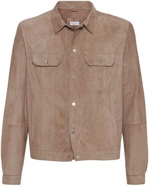 Brunello Cucinelli Suede Four-Pocket Jacket - Brown