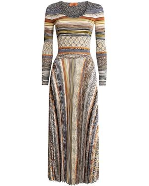 Missoni Stripe Long-Sleeve Midi Dress - Natural